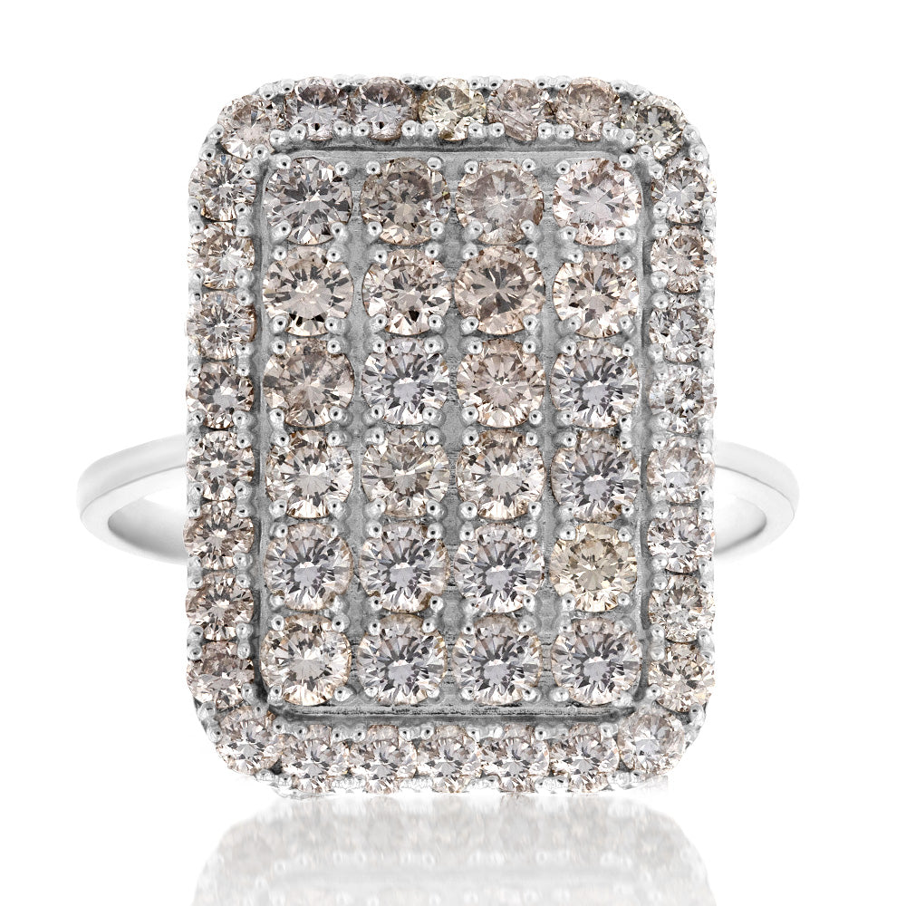 2-Carat Diamond Cluster Ring in 18ct White Gold with Rectangle Shape
