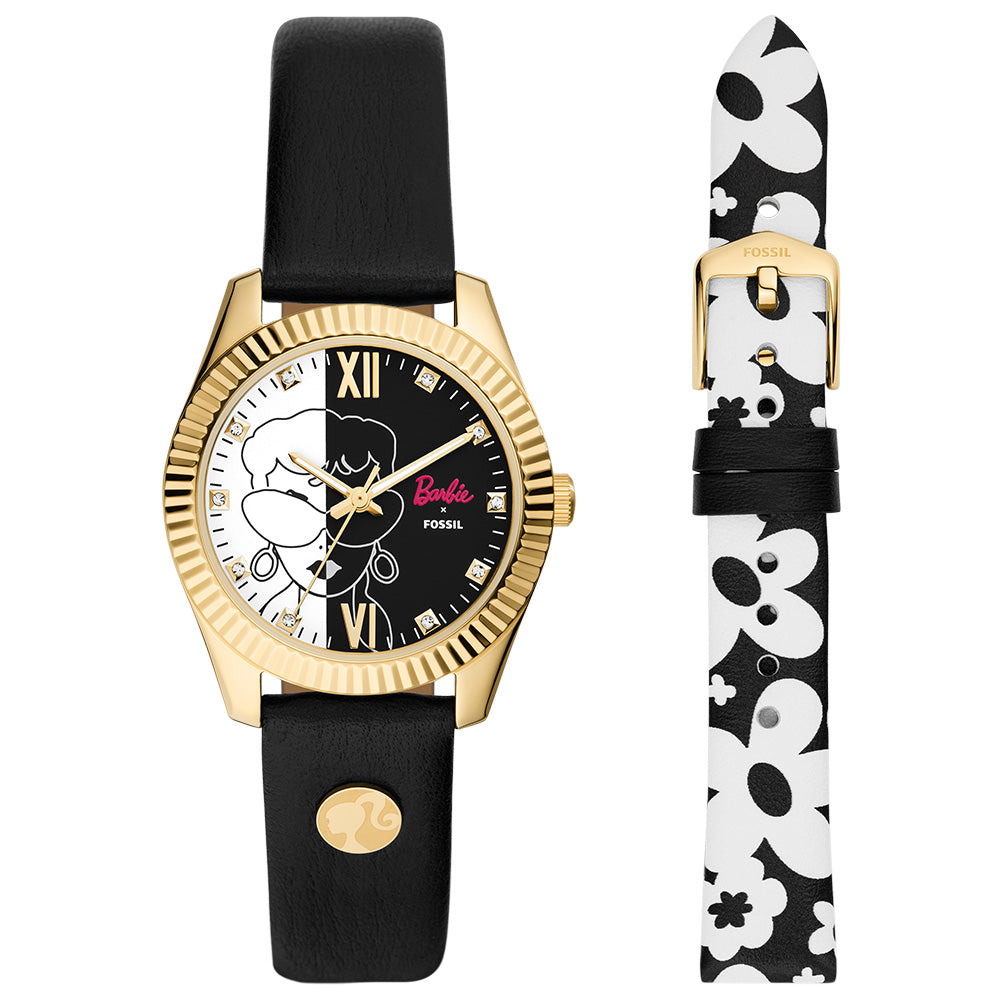 Fossil Barbie Stylish Quartz Watch SE1110SET with Gold Case and Distinctive Dial