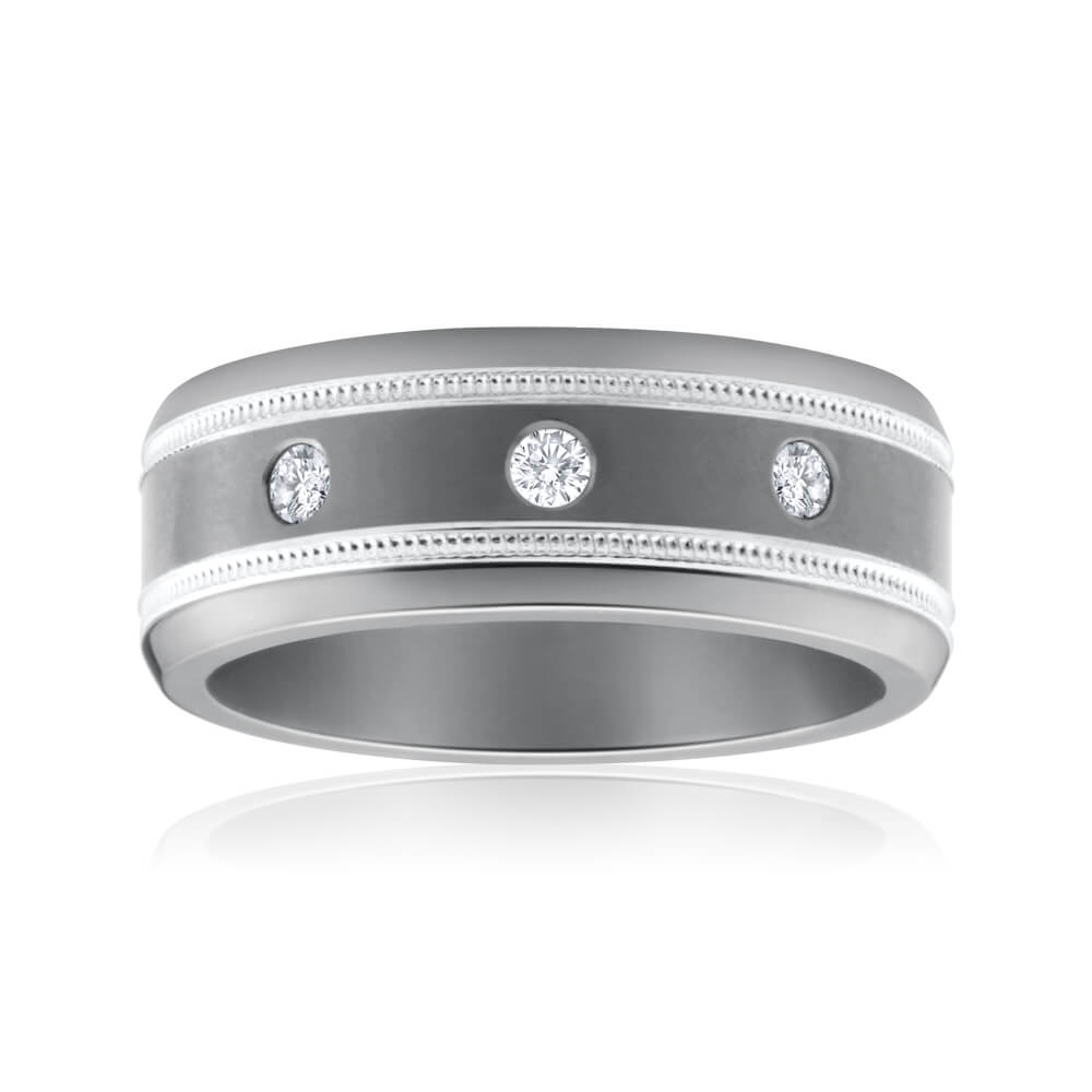 Exquisite Titanium Diamond Ring with Flawless Brilliant Cut (Total Weight: 15 - 19 Points)