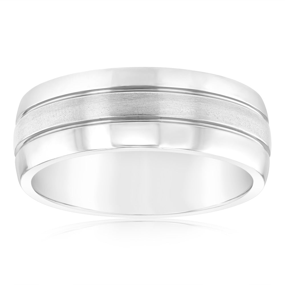 Forte Premium Stainless Steel Stripped Ring with a Width of 7.9mm
