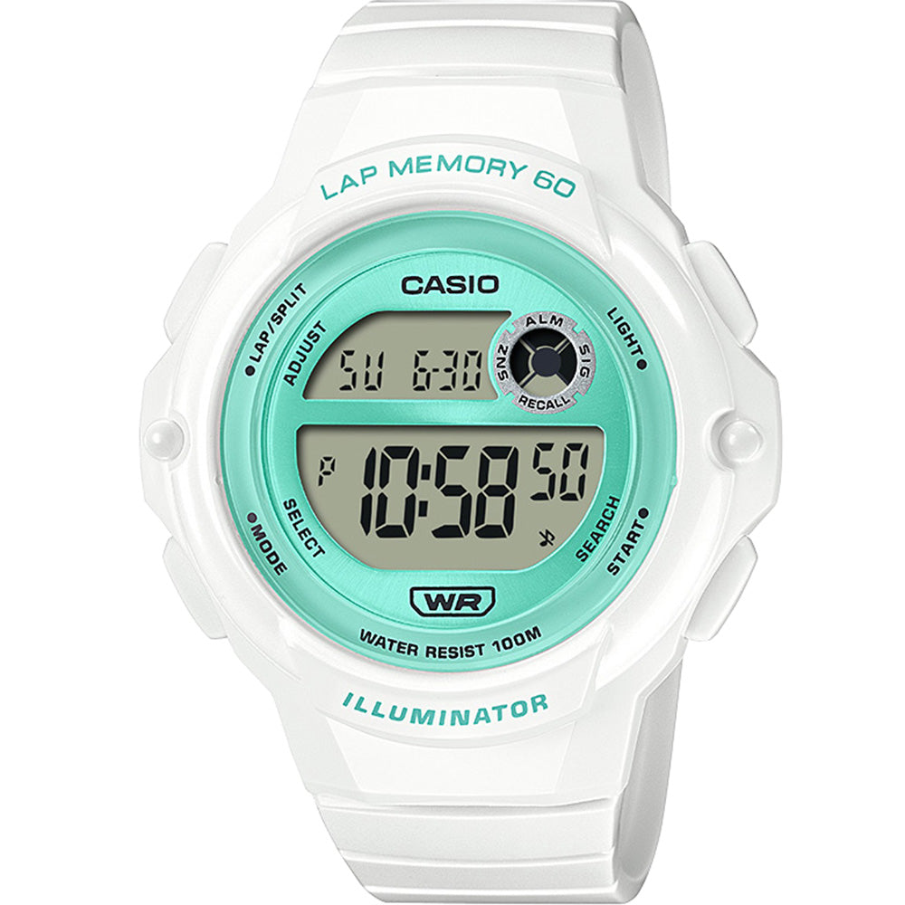 Casio LWS1200H-7A3 White Cased Digital Watch with Green Dial for Athletes