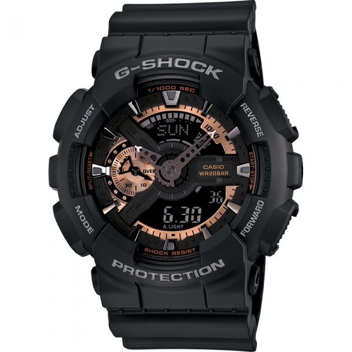 Casio G-Shock GA110RG-1A Men's Stylish Black and Rose Gold-Toned Wristwatch