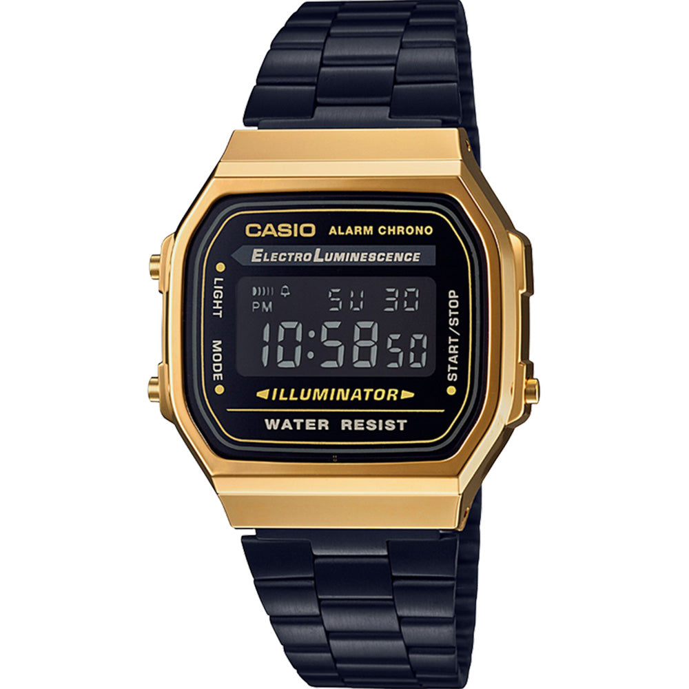 Casio Vintage Digital Watch A168WEGB-1B with Gold & Black Tone