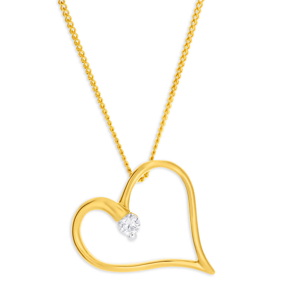 Exquisite 9ct Yellow Gold Flawless Cut Diamond Pendant with Chain (10 - 14pt TW)