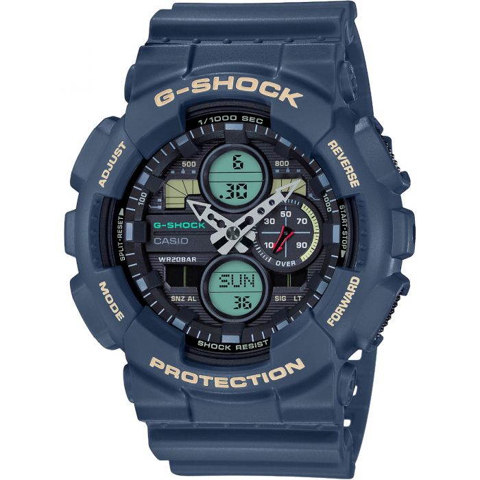 Casio G-Shock GA-140-2ADR Stylish Blue Resin Men's Wristwatch for Active Lifestyles