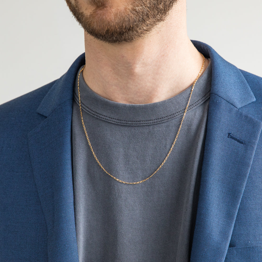 9-carat Solid Yellow Gold 40-Gauge Figaro Style 55cm Necklace Chain for Both Men and Women