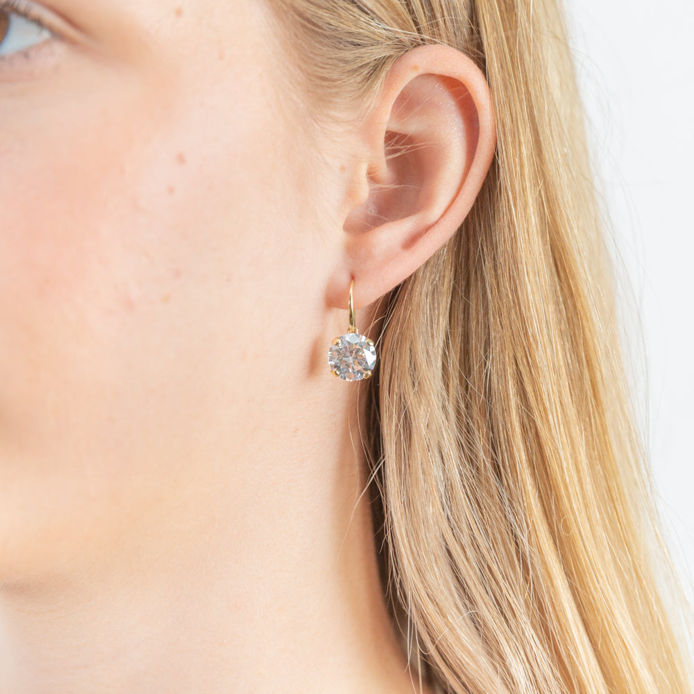 Stunning 9ct Alluring Yellow Gold Fashion Cubic Zirconia 10mm Drop Earrings for Women