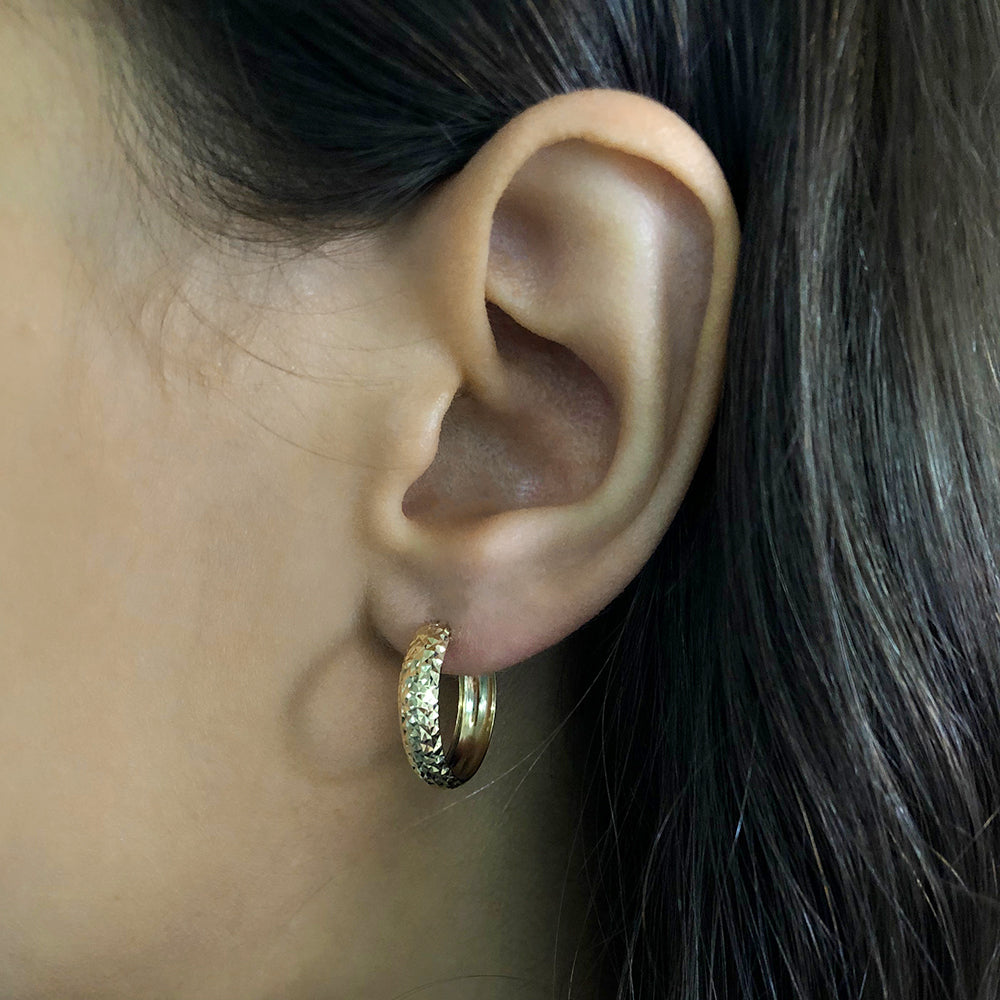 Exquisite 9ct Gold Diamond - Cut Hoop Earrings for a Touch of Elegance
