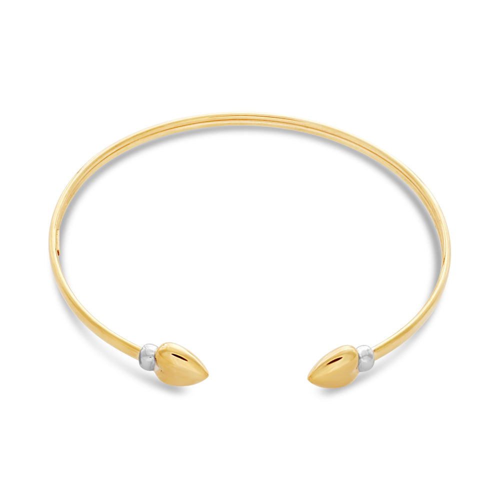 9ct Two-Tone Gold Filled Heart Design Cuff Bangle with Effortless Style