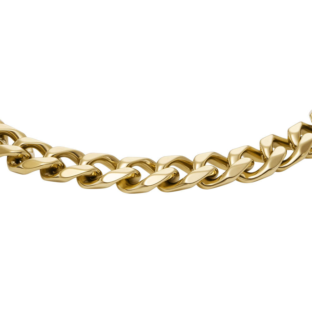 Fossil Striking Yellow Gold Plated 16.5+5cm Stainless Steel Bold Bracelet