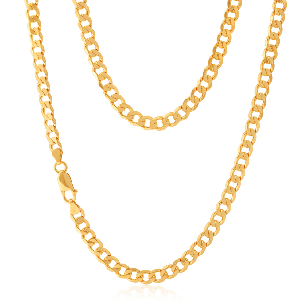 60cm 150 Gauge 9ct Solid Yellow Gold Curb Chain for Everyday Wear
