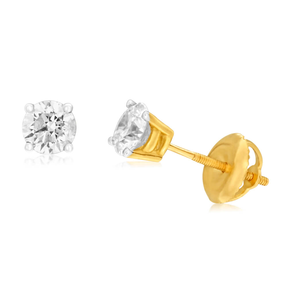 Gorgeous 18ct Yellow Gold Diamond Stud Earrings Featuring 0.75 Carats of Sparkling Diamonds