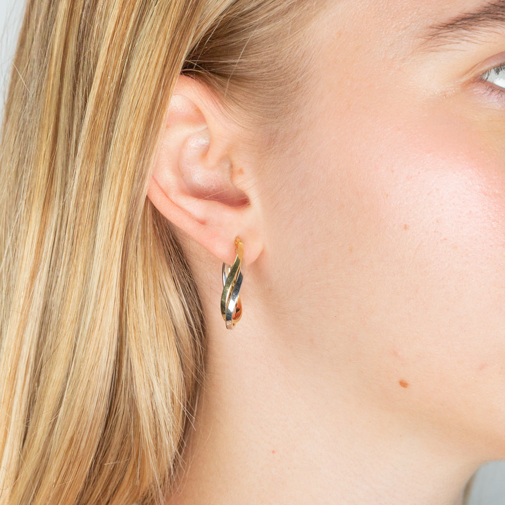 Stylish 9ct Two-Tone Gold Filled Double Tube Hoop Earrings for Fashion Lovers