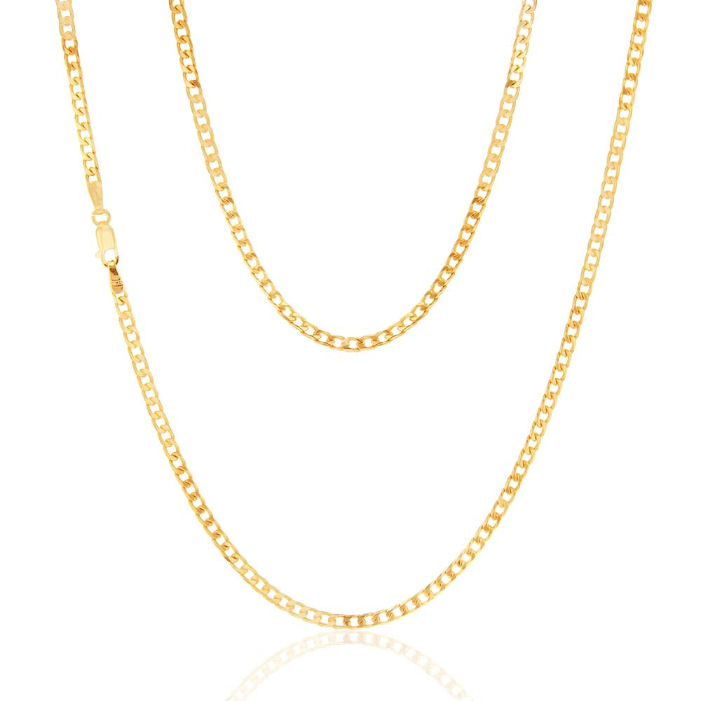 45cm 80 Gauge 9ct Solid Yellow Gold Curb Chain - Simple & Elegant
