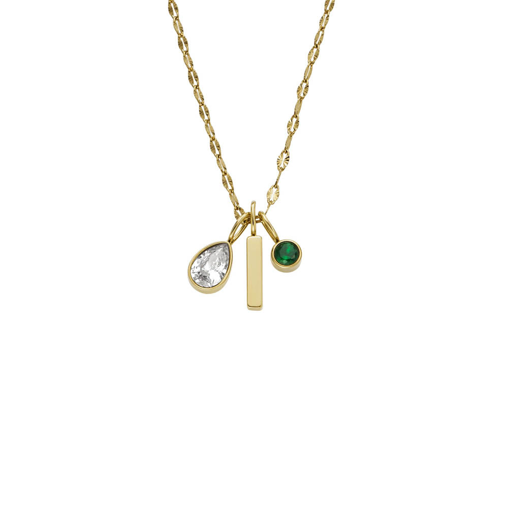 Fossil Sadie Yellow Gold Plated Stainless Steel Pendant with Chain