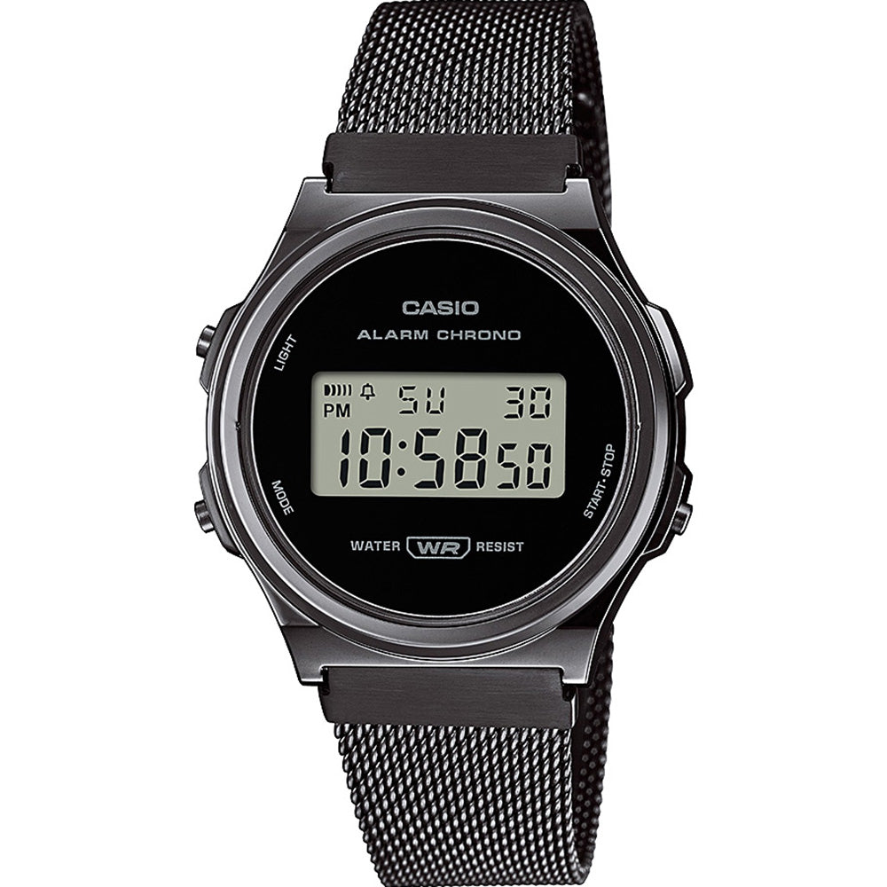 Casio A171WEMB-1A Vintage One-Tone Grey Mesh Digital Watch with Premium Build