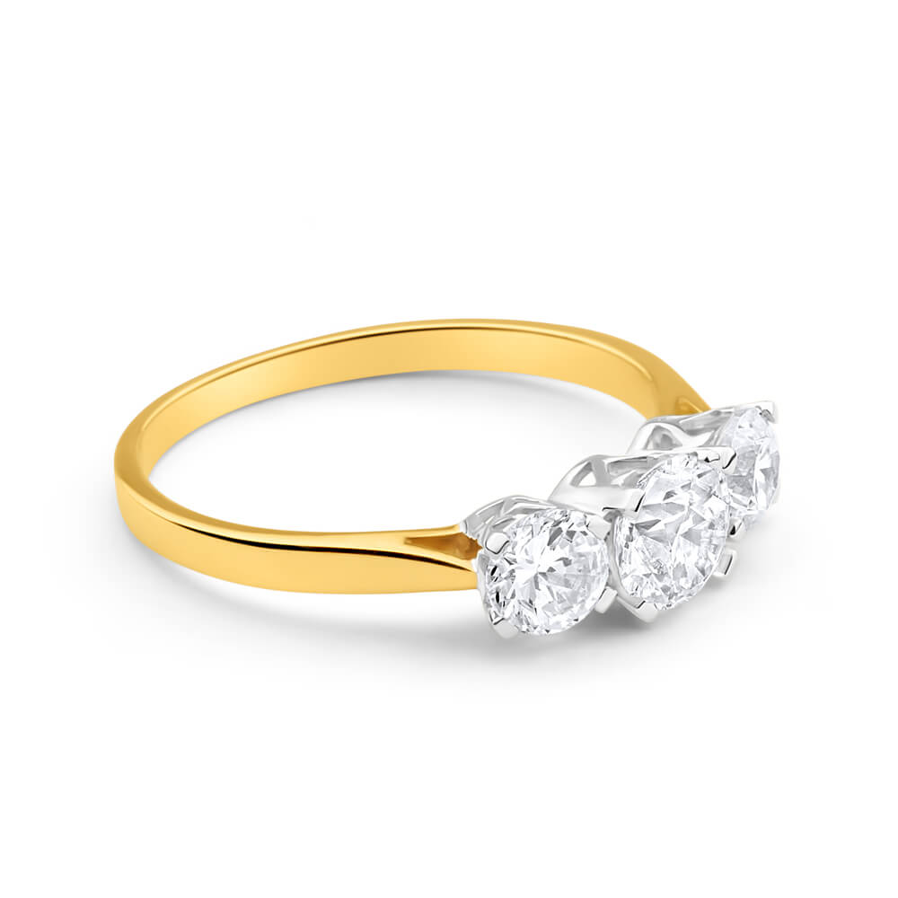Exquisite 9ct Yellow Gold Ring with Trilogy Cubic Zirconia Stones