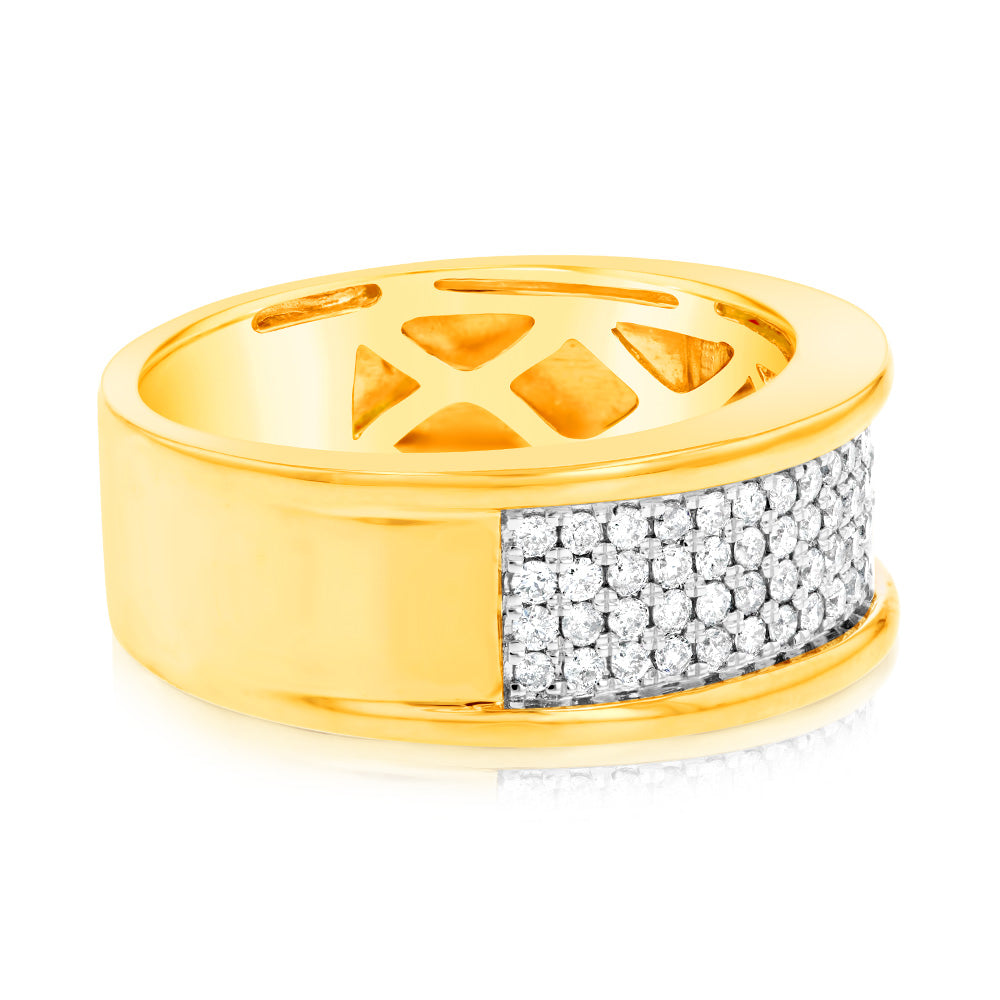 3/4 Carat Men's Diamond Ring Crafted in 10ct Yellow Gold for Gentlemen
