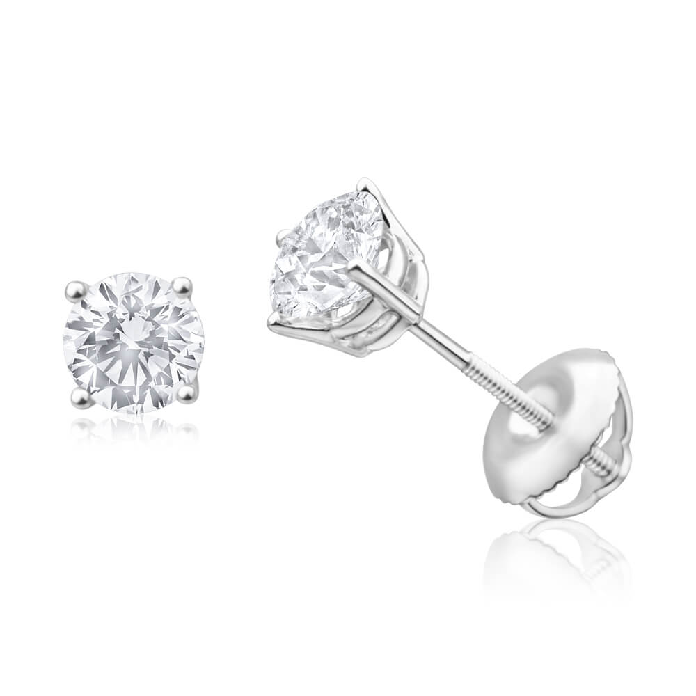 Exquisite 18ct White Gold Stud Earrings Featuring 1 Carat of Brilliant Diamonds