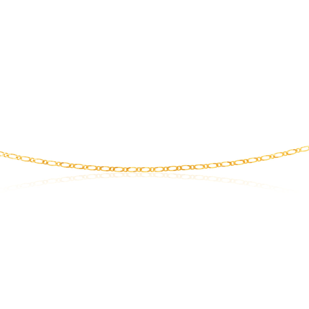 9-carat Solid Yellow Gold 40-Gauge Figaro Style 55cm Necklace Chain for Both Men and Women