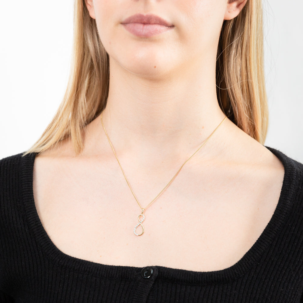 Exquisite 9ct Yellow Gold Zirconia Infinity Symbol Pendant for Jewelry Lovers