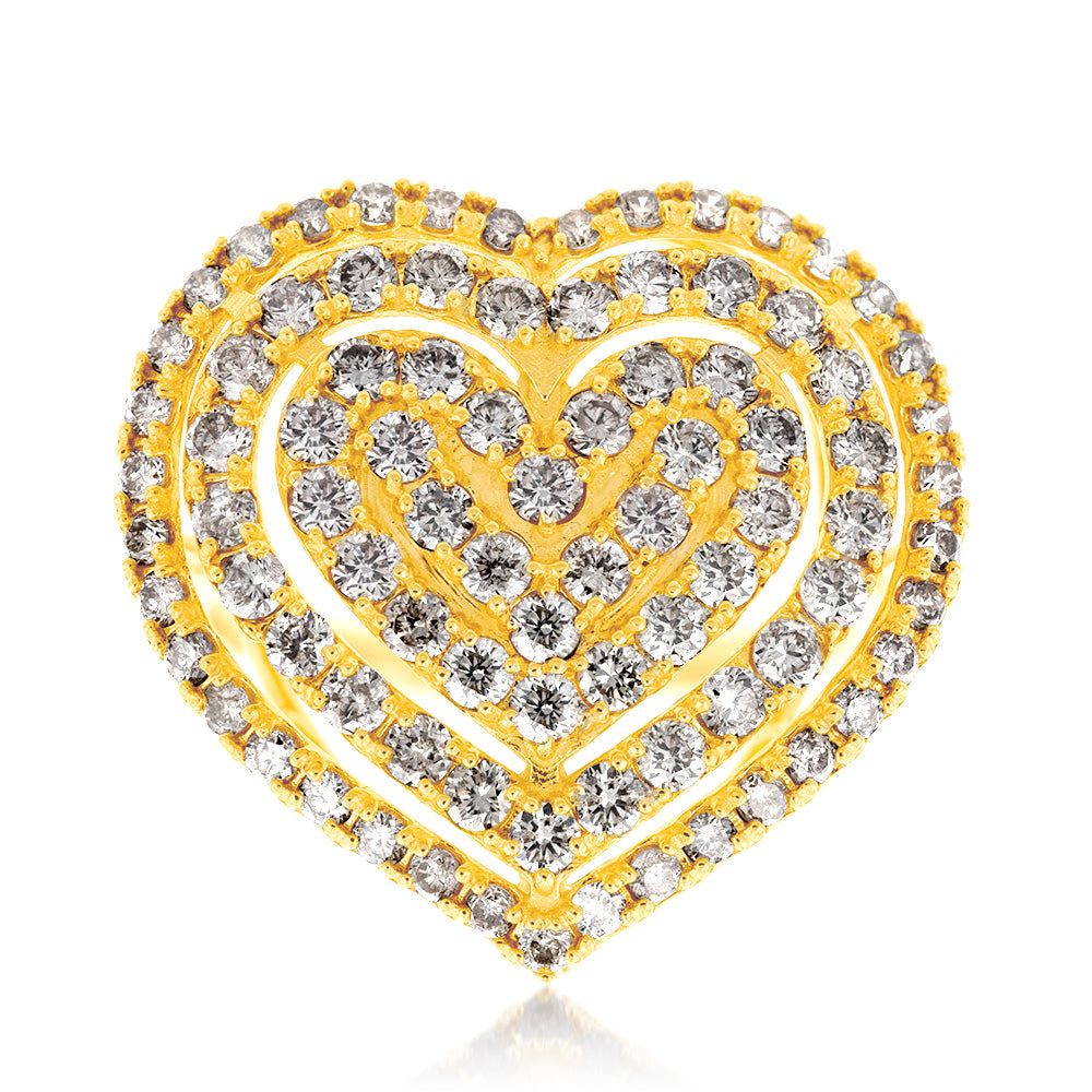2-Carat Diamond Heart-Shaped Cluster Ring in 18ct Yellow Gold
