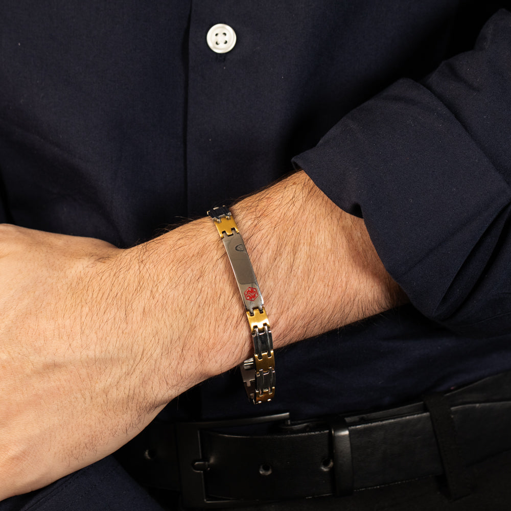 Stylish Forte Two - Tone Stainless Steel ID Bracelet with 19.5cm Length