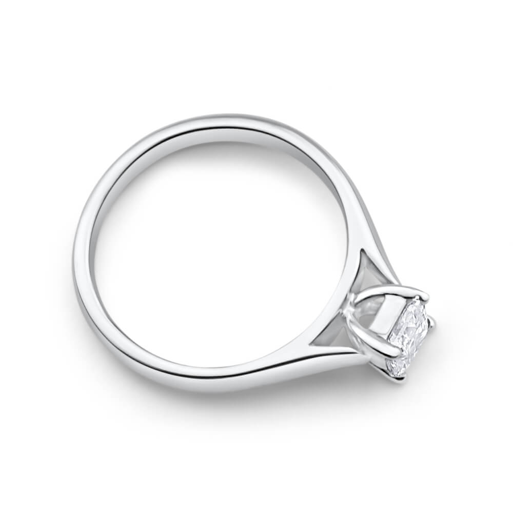 Exquisite 18 Carat White Gold Solitaire Engagement and Anniversary Ring Featuring a 0.5 Carat Diamond Set in a Four-Claw Setting