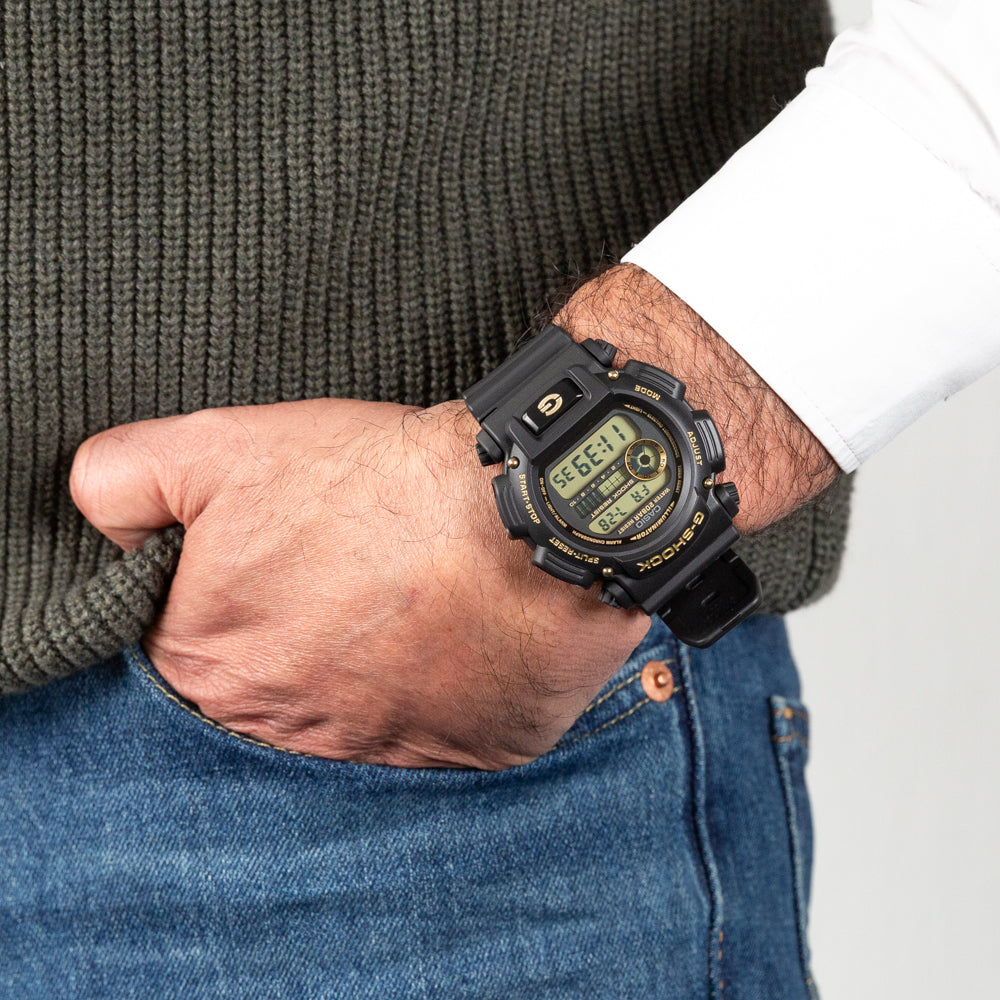 G-Shock DW-9052GBX-1A9DR Black and Gold Digital Watch with Tough Features