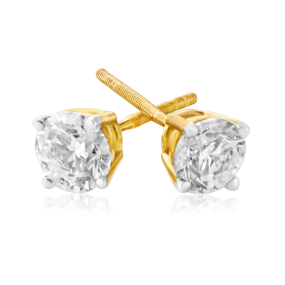 Gorgeous 18ct Yellow Gold Diamond Stud Earrings Featuring 0.75 Carats of Sparkling Diamonds