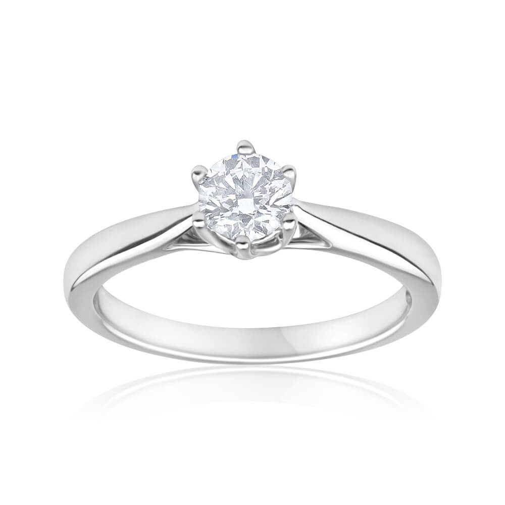 Exquisite 18ct White Gold Solitaire Ring with 3/8 Carat Flawless Cut Diamond