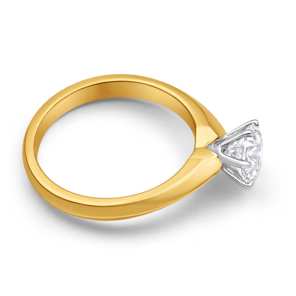 18ct Yellow Gold Single Diamond Solitaire Ring with a 1 - Carat Shimmering Diamond