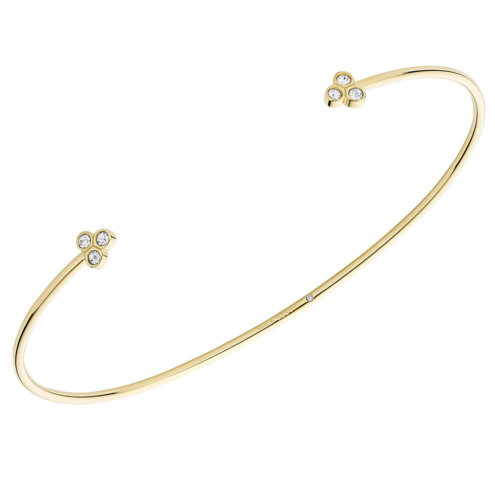 Fossil Stylish Yellow Gold - Coated Stainless Steel Sadie Trio Sparkling Cuff Bangle Jewelry