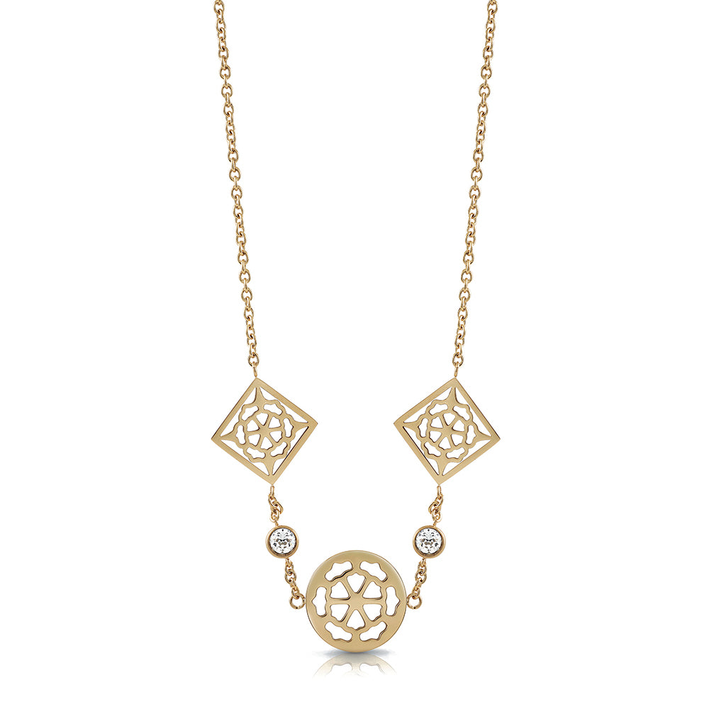 Guess Single Chain Peony Gold-Plated Stainless Steel Necklace with 15-17 Inches Length