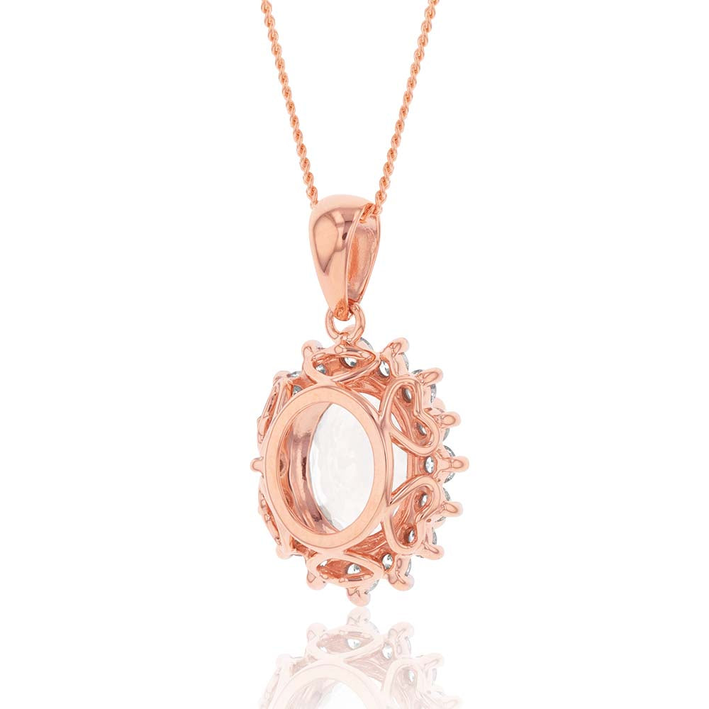 2.30ct Morganite and Diamond Pendant on 45cm 9ct Rose Gold Chain - Elegant Jewelry Piece