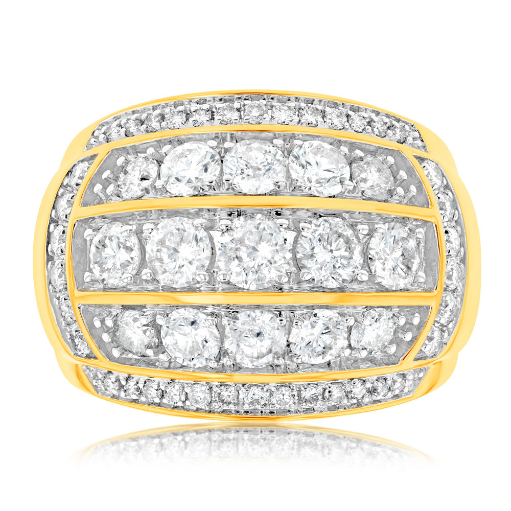 Stunning 3 Carat Diamond Ring for Gents in 10ct Yellow Gold