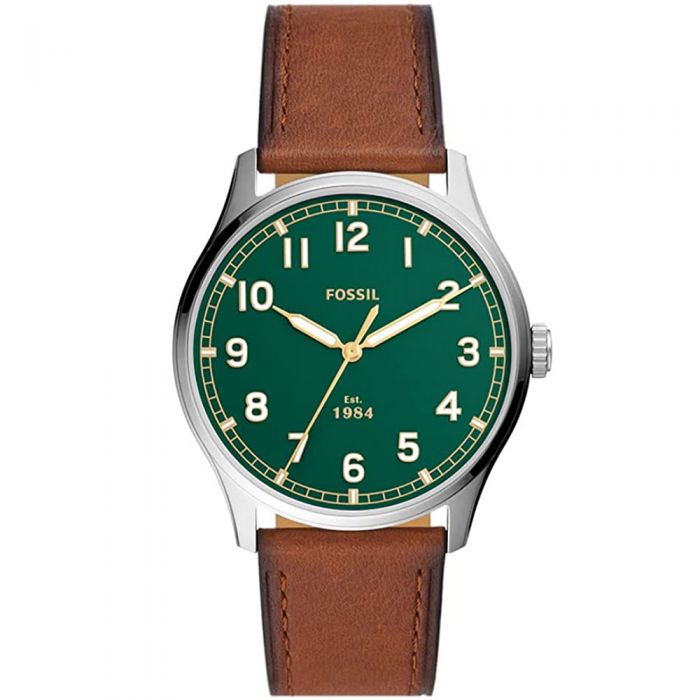Fossil FS5925 Day Liner Men's Brown Leather Watch with Gold Highlights