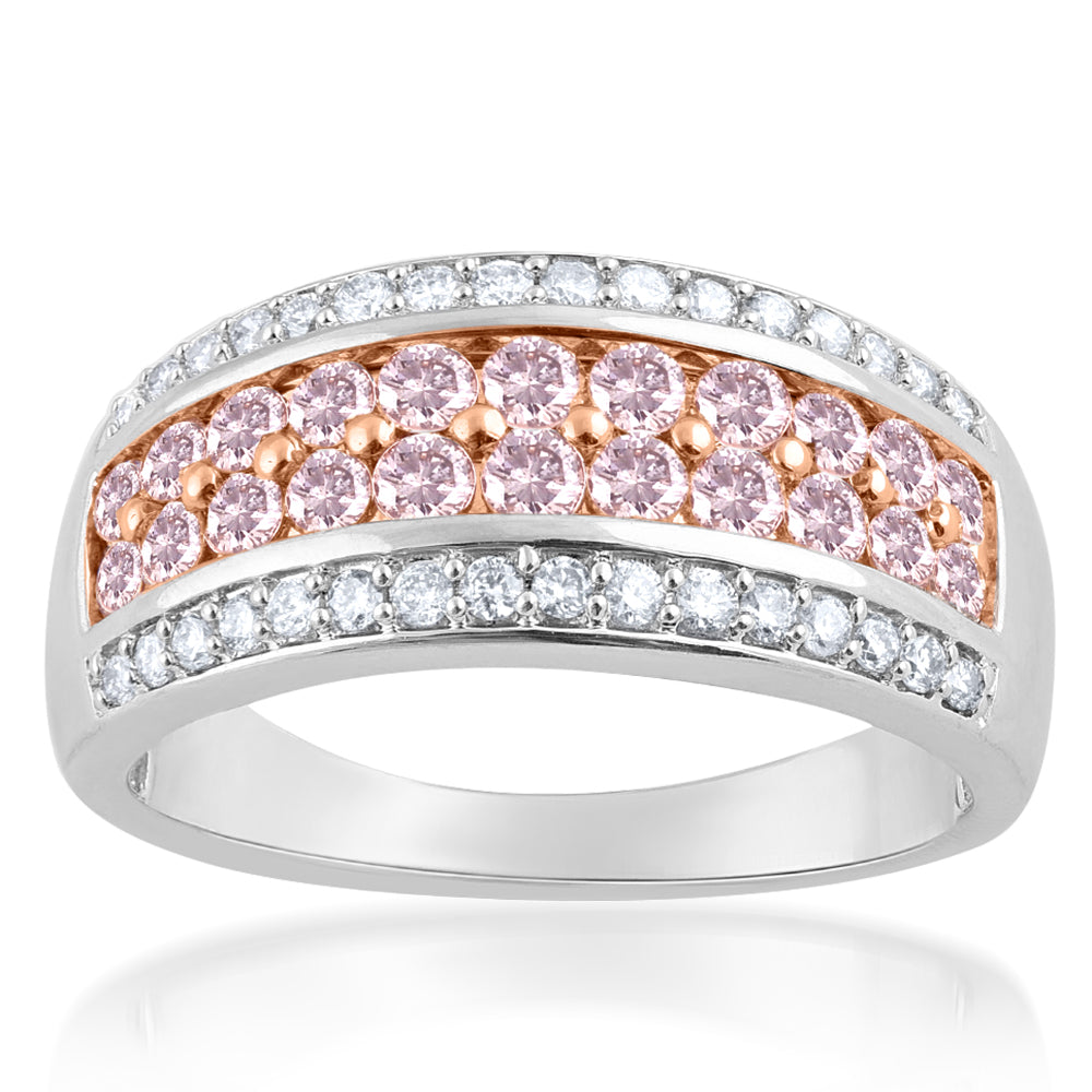 1 Carat Diamond Ring in 9ct White and Rose Gold with Stunning Pink Argyle Diamonds