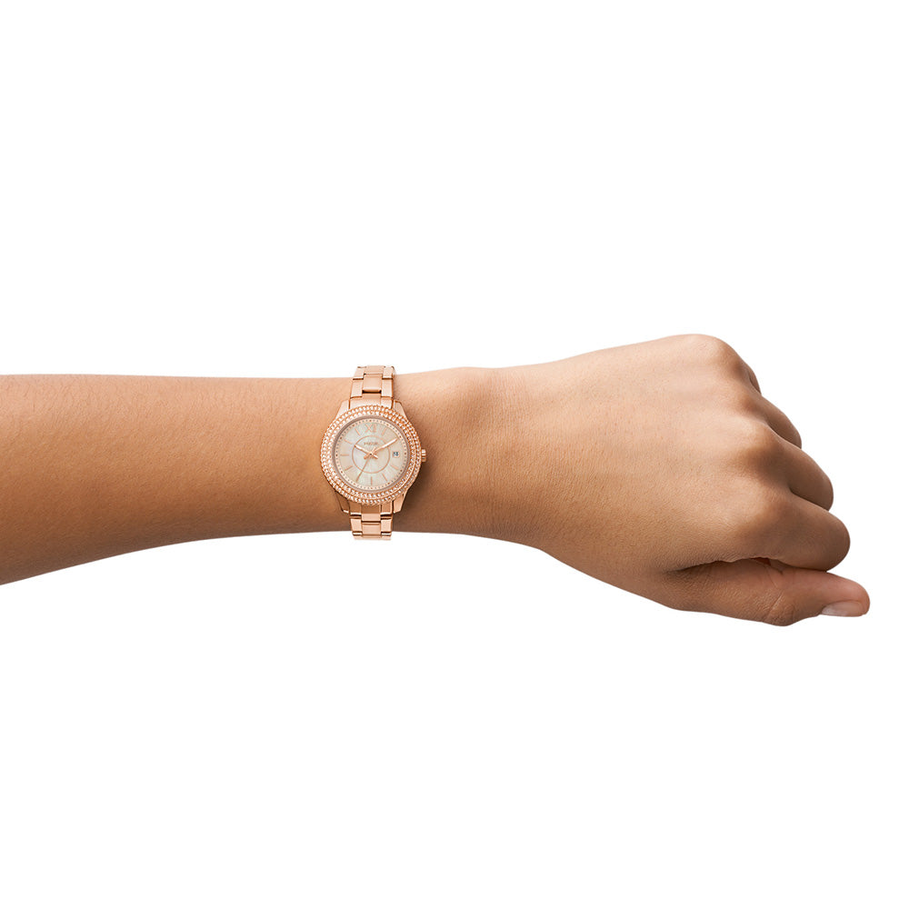 Fossil Women's ES5136 Mini Stella Stone Set Rose-Toned Elegant Wristwatch