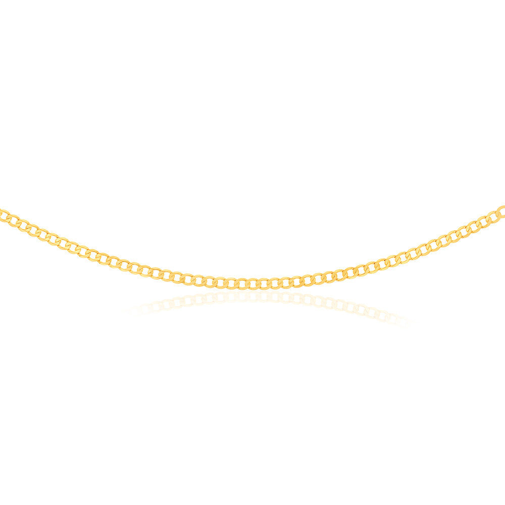 9ct Yellow Solid Gold Superflat Light 95 Gauge 55cm Curb Style Gold Chain for Fashionable Outfits