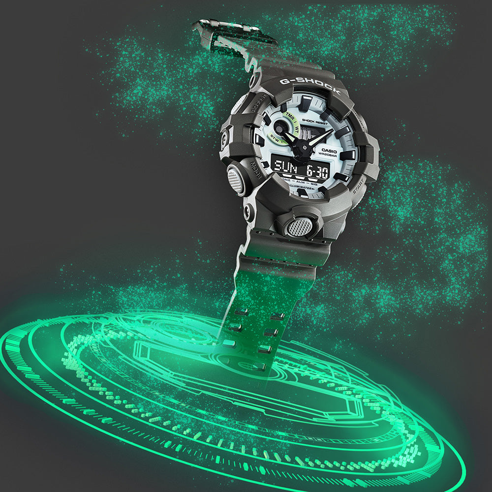 G-Shock GA700HD-8A Stylish Hidden Glow Alarm Watch with Unique Design