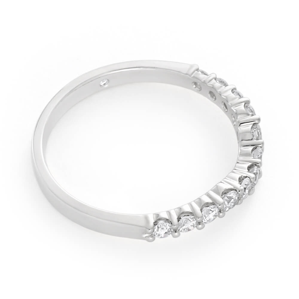 Exquisite 18ct White Gold Diamond Curve Ring with 50-Point Total Weight
