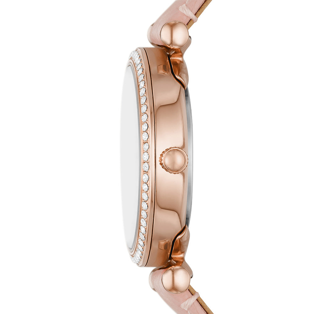 Fossil Carlie ES5268 28mm Stainless Steel Watch with LiteHide™ Leather Strap