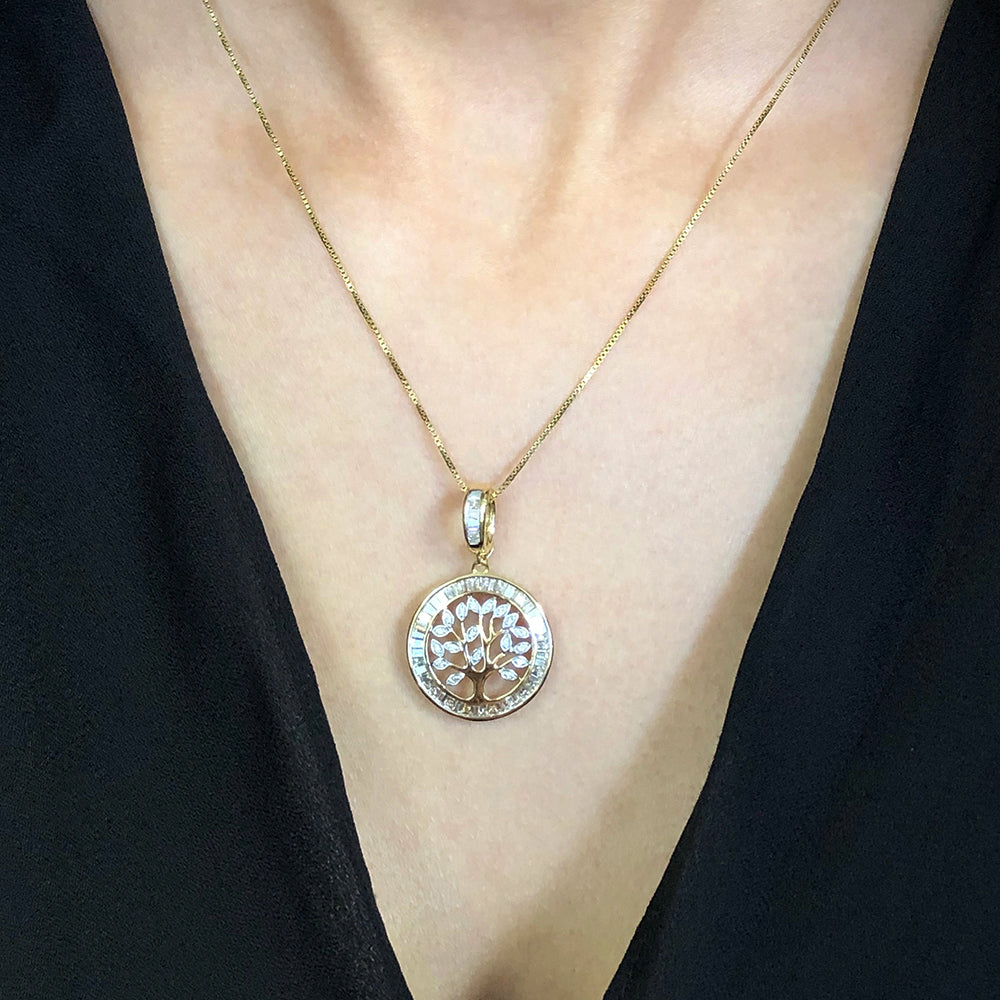 18ct Yellow and White Gold Diamond-Embellished Tree of Life Pendant