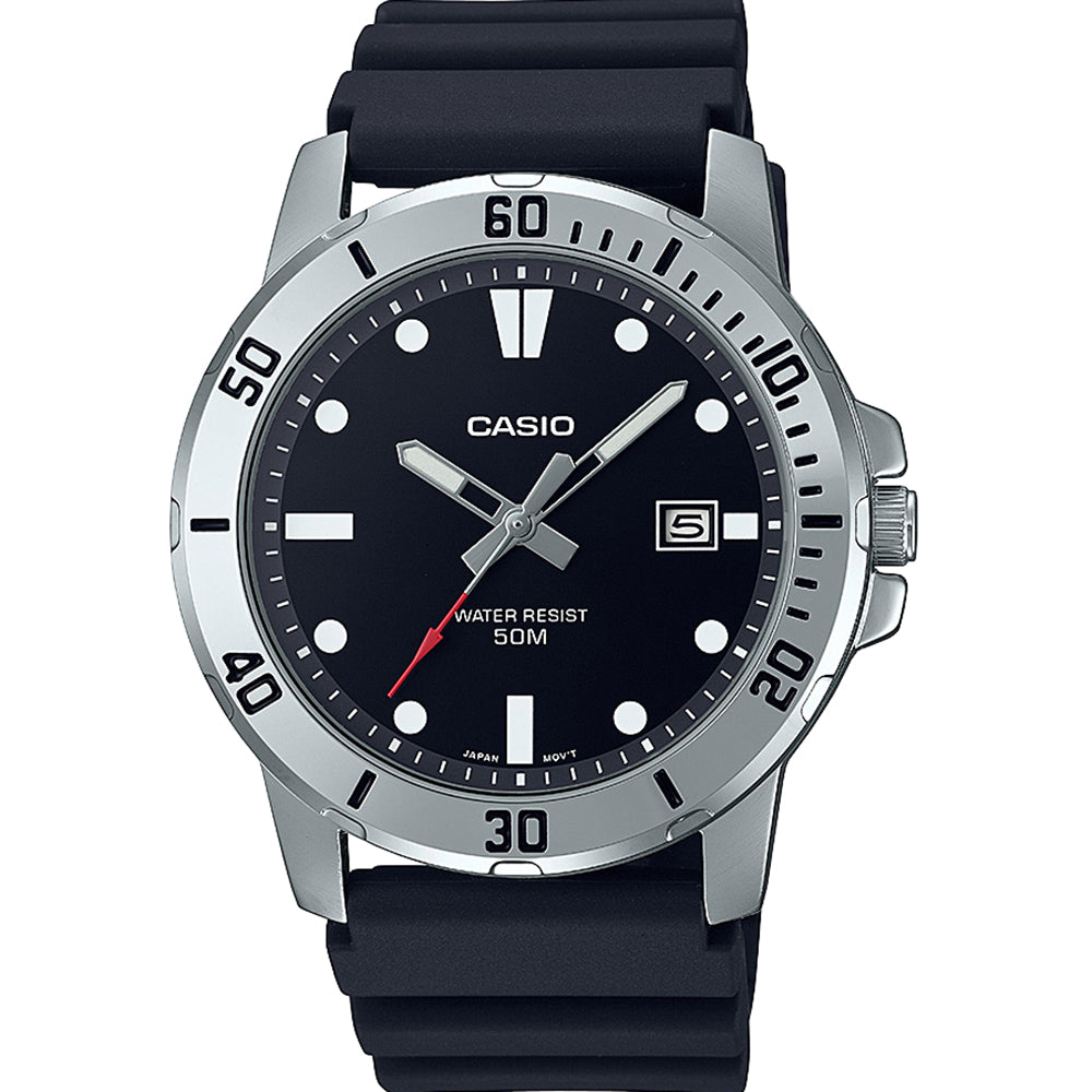 Casio MTPVD01-1 Stylish Black Analogue Watch with Long Battery Life