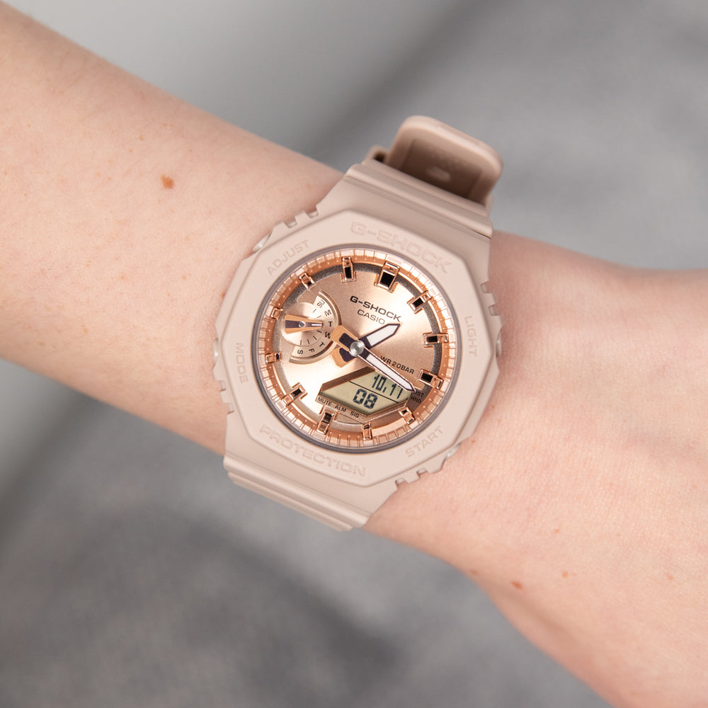 G-Shock GMA-S2100MD-4 Fashionable Pink Gold Metallic Dial Men's and Women's Wristwatch