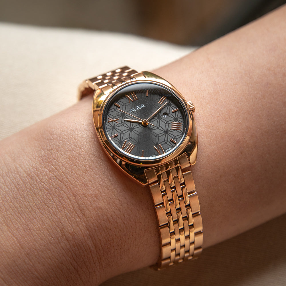 Alba Elegant Rose Gold Tone Stainless Steel Quartz Watch - AH7Z08X1