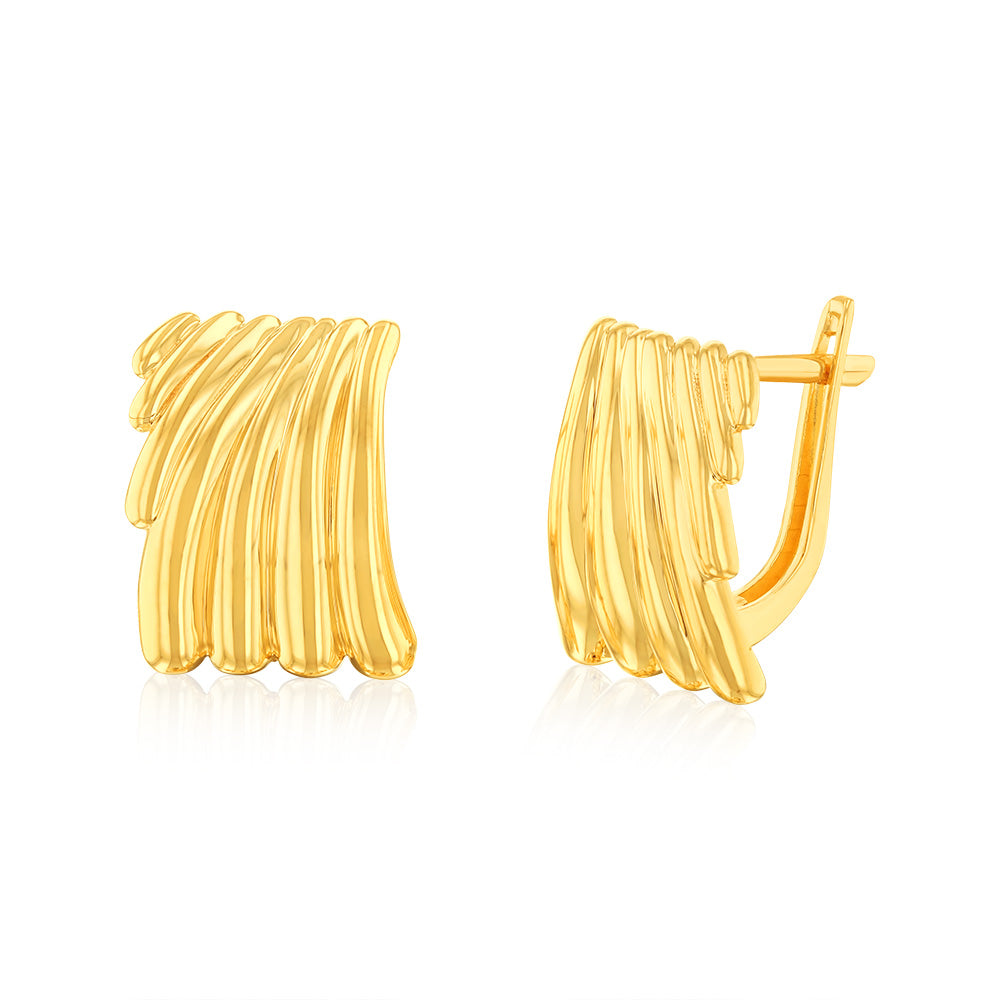 Stunning 9ct Yellow Gold Seashell-Style Fancy Hoop Earrings for Fashion Lovers
