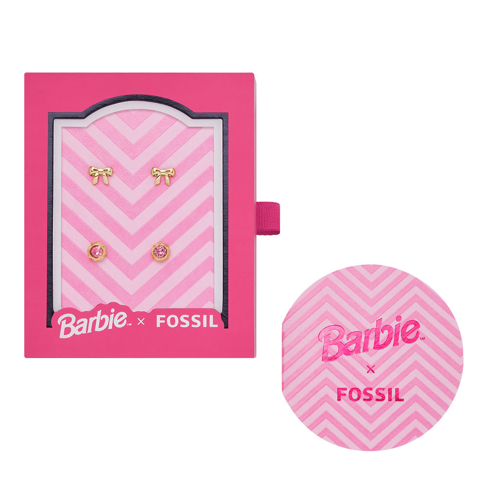 Fossil's Exclusive Barbie Special Gold-Plated Stainless Steel 2-Pair Earrings Set