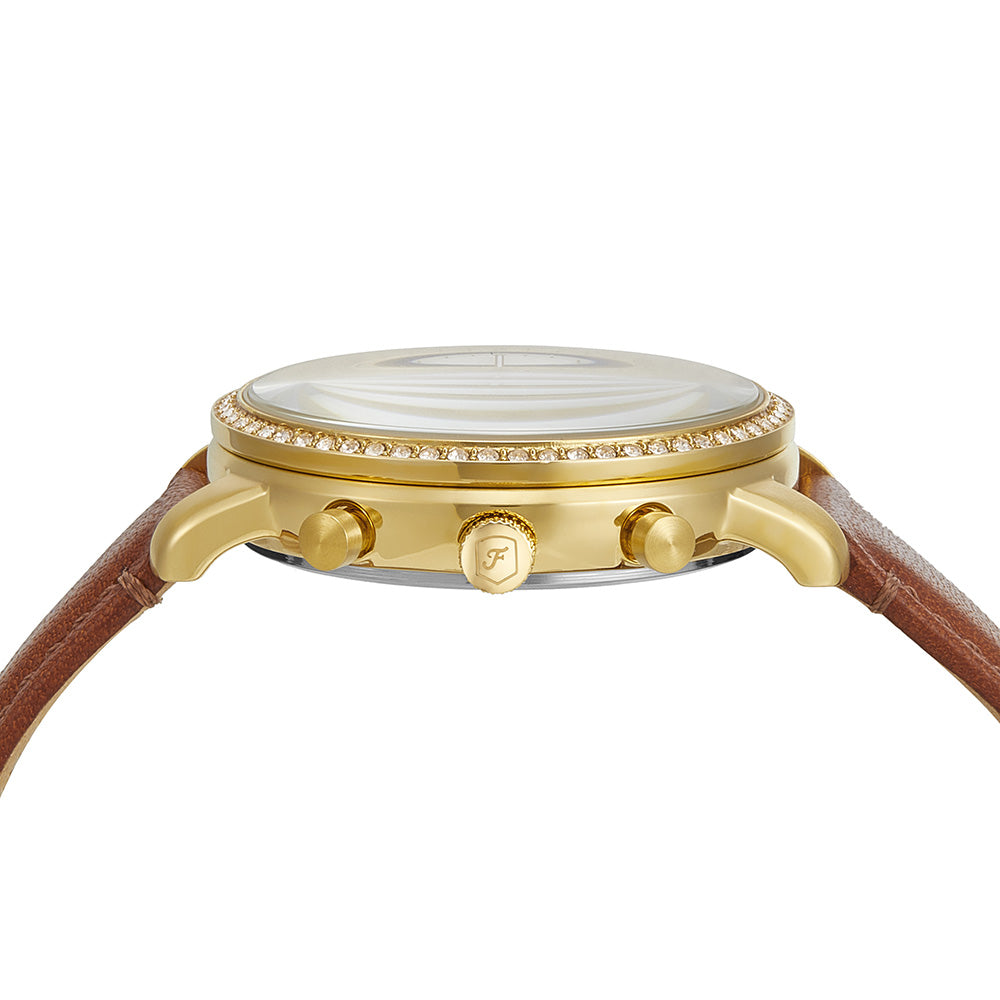 Fossil Neutra ES5278 Luxury Gold Chronograph Watch with Leather Strap